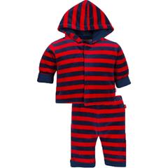 Magnificent Baby Baby Boys Red Navy Velour Hoodie and Pants